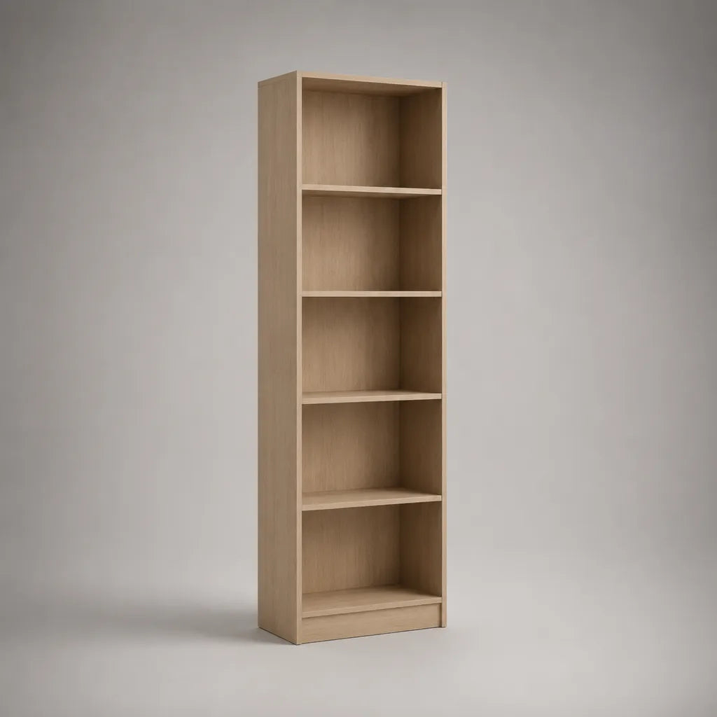 Bücherregal aus Holz mit 5 offenen Fächern, Eiche natur, 180 × 50 × 30 cm