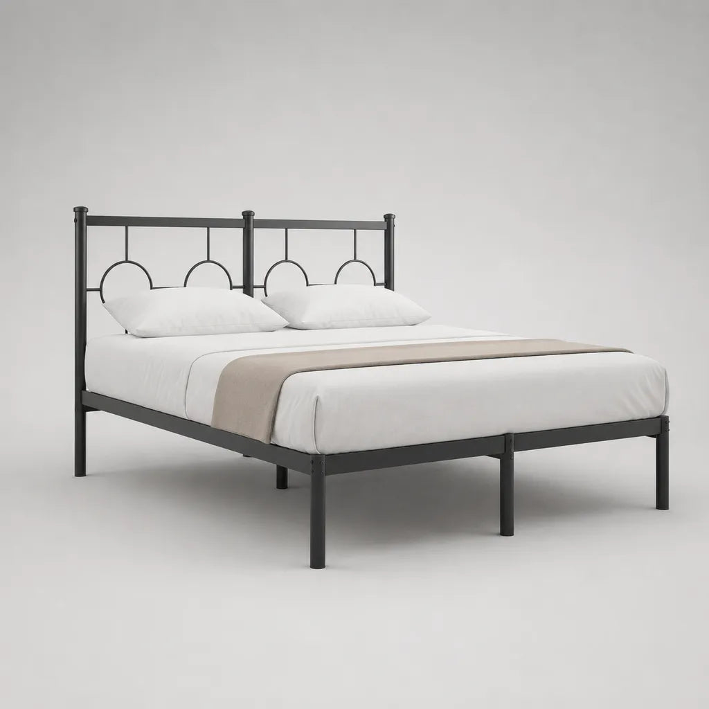 Metallbett Doppelbettgestell, Schwarz, Liegefläche 160 x 200 cm, Außenmaß ca. 208 x 166 x 95 cm