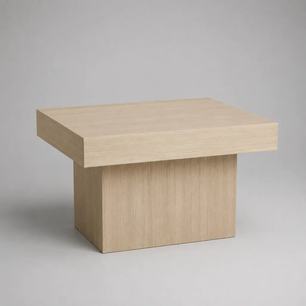 Quadratischer Couchtisch aus MDF mit Eichenfurnier, Naturhellbraun, 70 × 70 × 45 cm