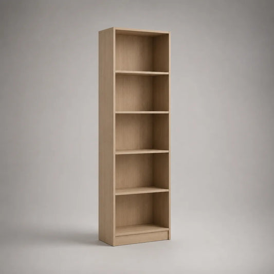 Bücherregal aus Holz mit 5 offenen Fächern, Eiche natur, 180 × 50 × 30 cm