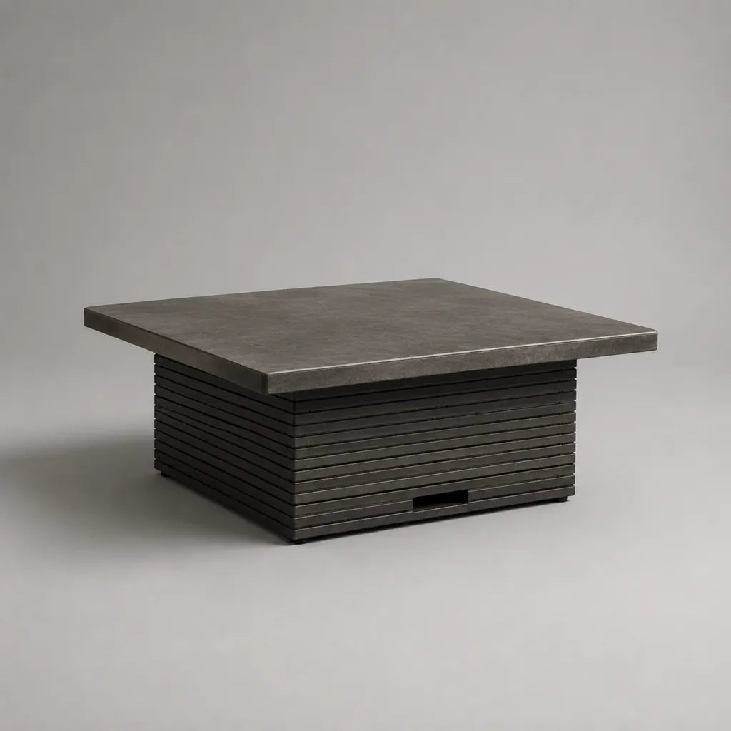 Quadratischer Gartentisch aus Aluminium mit Keramikplatte, Graphitgrau/Anthrazit, 80 × 80 × 45 cm