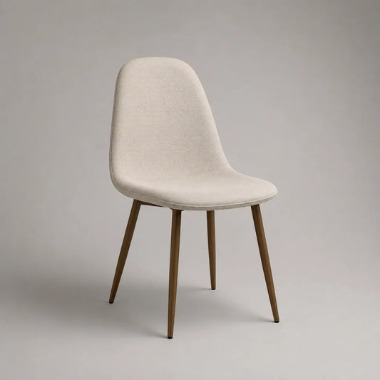 Esszimmerstuhl Polsterstuhl mit Polyesterbezug und Massivholzbeinen Beige/Braun 48 × 55 × 84 cm